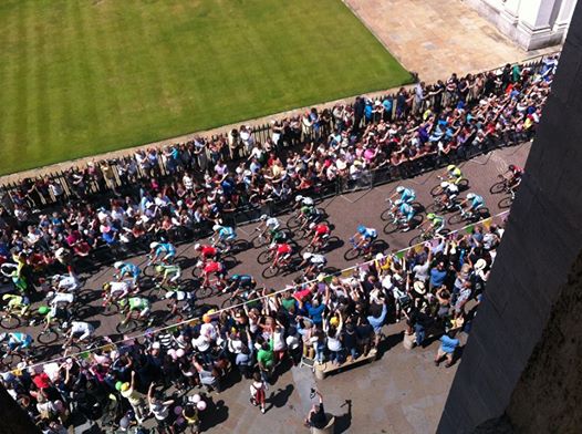 Photo taken from roof of Great St. Mary's church when Tour de France went past